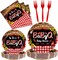 96 Pcs BBQ Baby Shower Decorations, It’s A BabyQ Party Plates and Napkins Supplies Set(Baby Q)